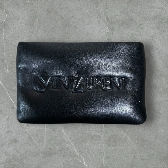 Saint‎ Laurent Wallet Puffy Pouch Lambskin Leather Card Holder Coin Case Clutch